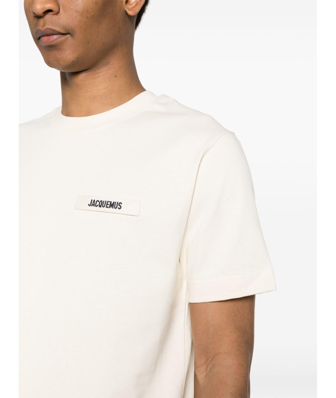 JACQUEMUS Бежевая хлопковая футболка, фото 3