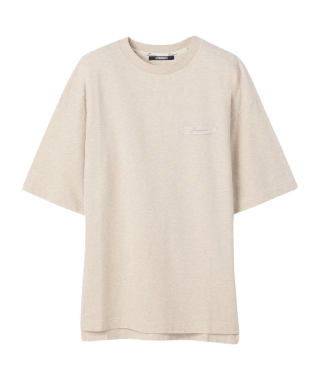 JACQUEMUS Бежевая хлопковая футболка, фото 1