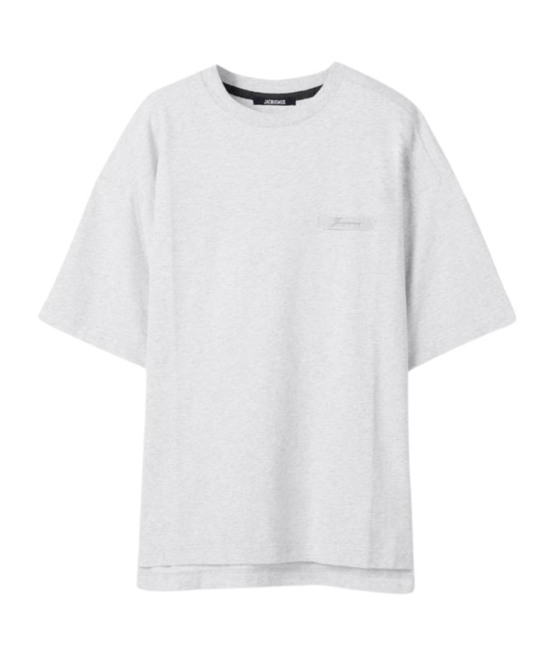 JACQUEMUS Серая хлопковая футболка, фото 1