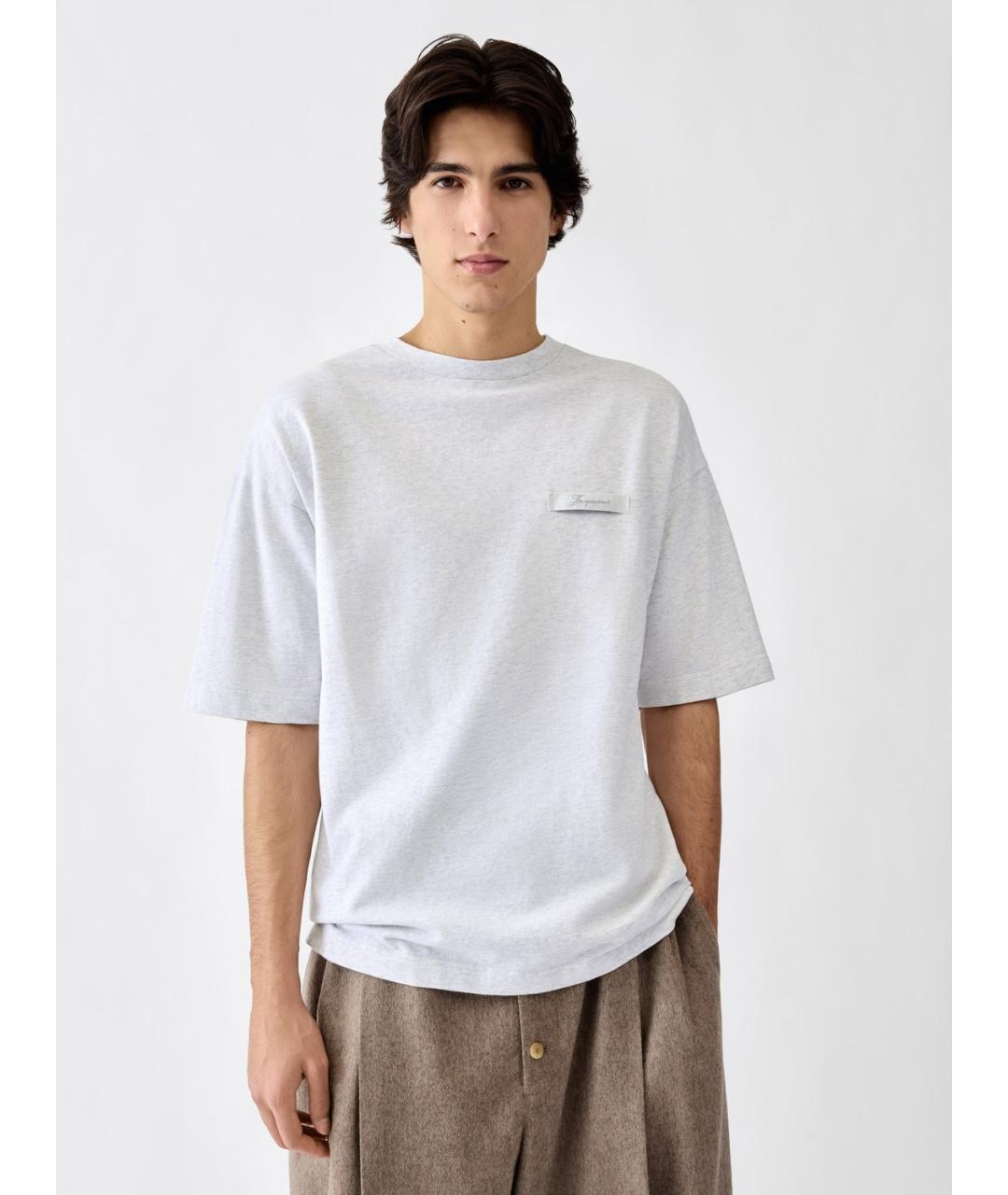 JACQUEMUS Серая хлопковая футболка, фото 2