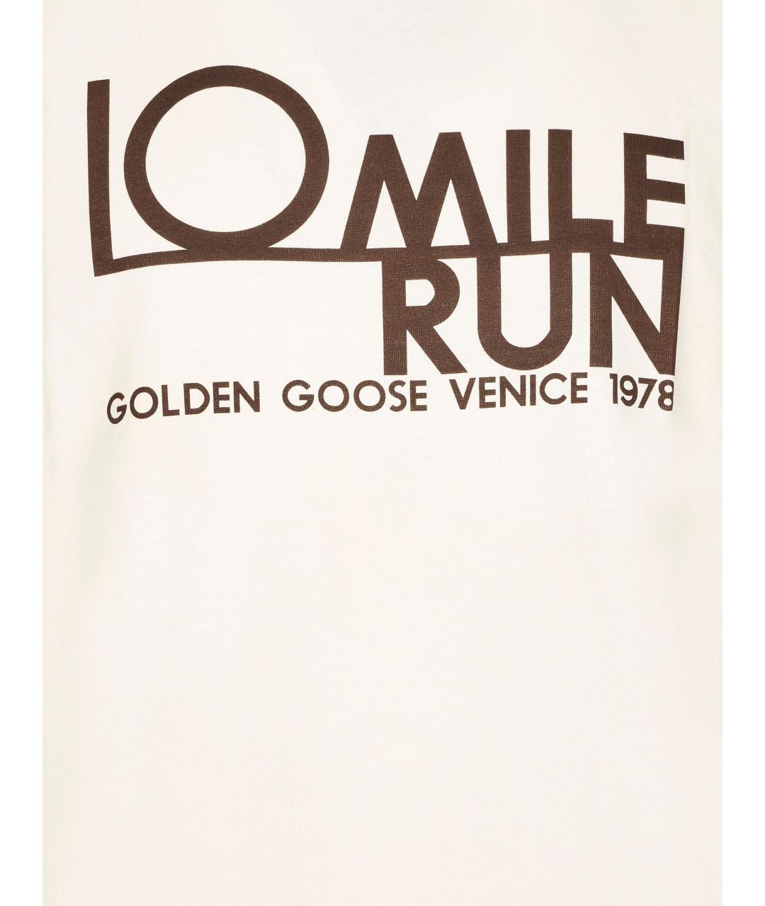 GOLDEN GOOSE Бежевая хлопковая футболка, фото 2