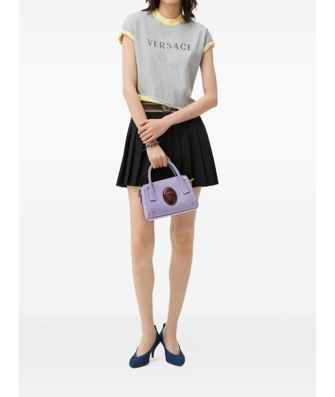 VERSACE Черная шерстяная юбка мини, фото 2