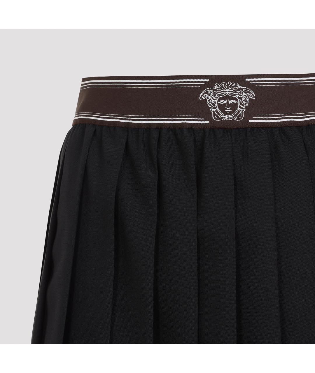 VERSACE Черная шерстяная юбка мини, фото 4