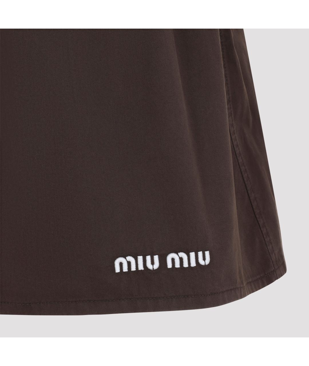 MIU MIU Коричневая хлопковая юбка миди, фото 4