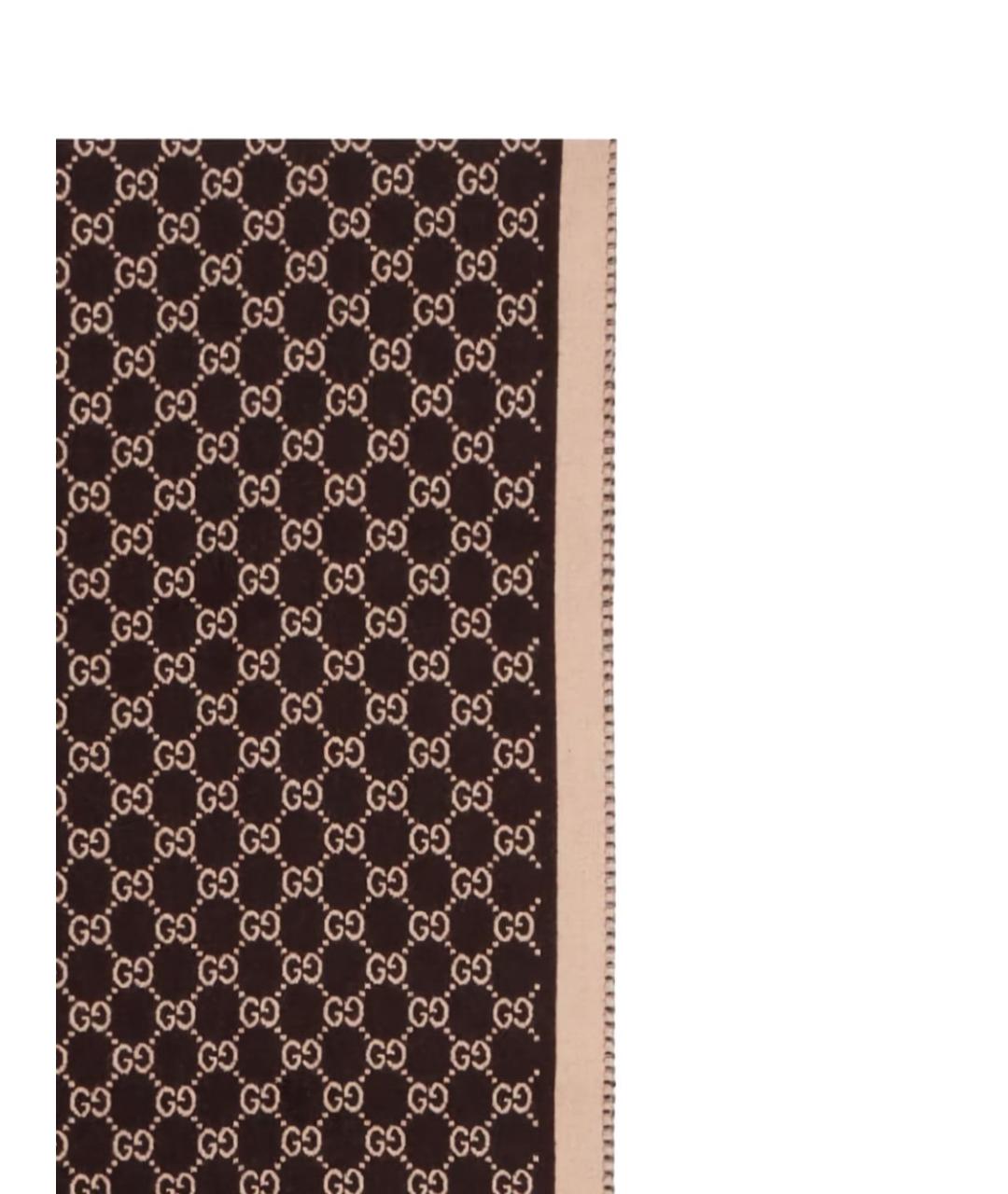 GUCCI Коричневый шелковый шарф, фото 4