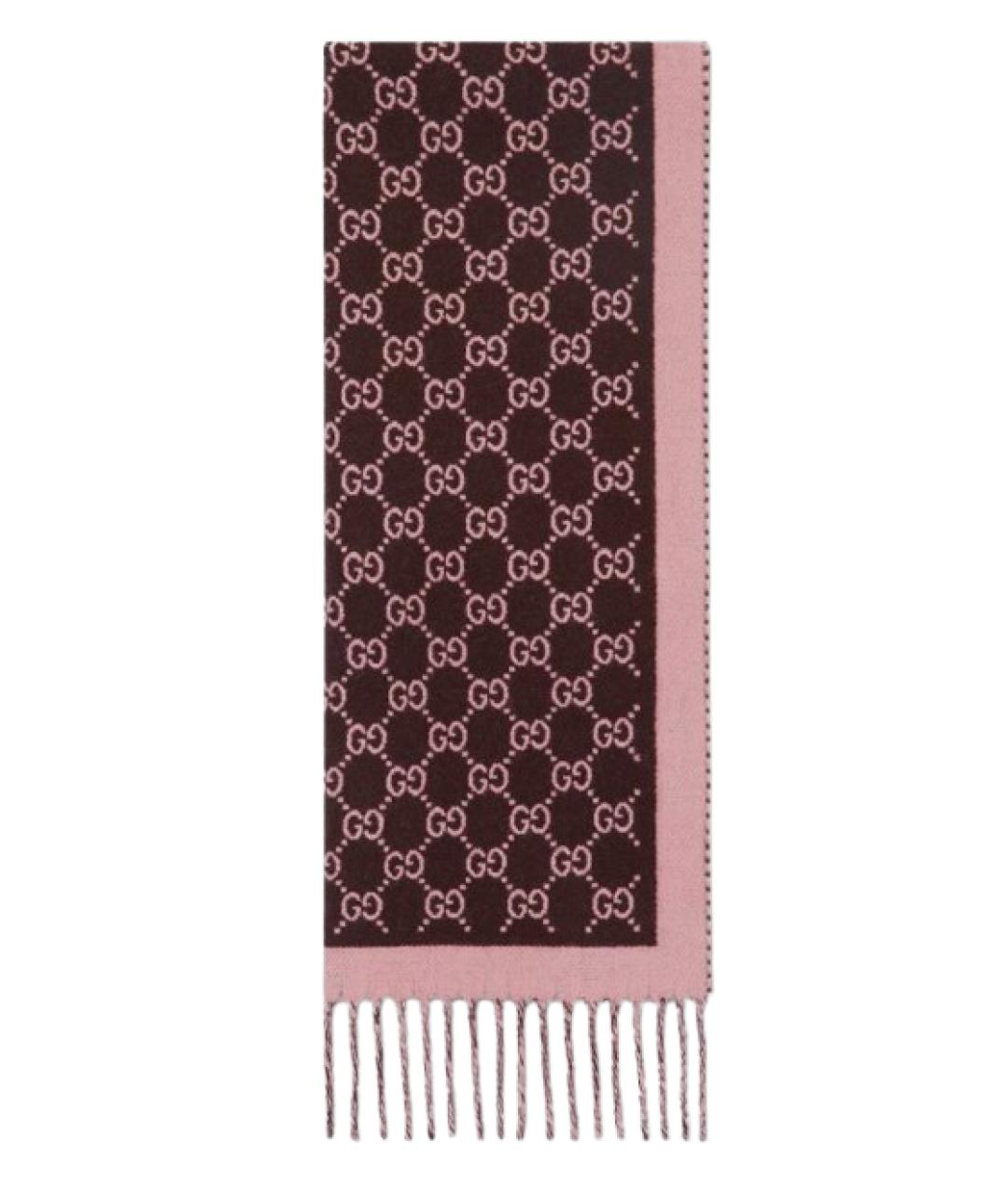 GUCCI Коричневый шелковый шарф, фото 1