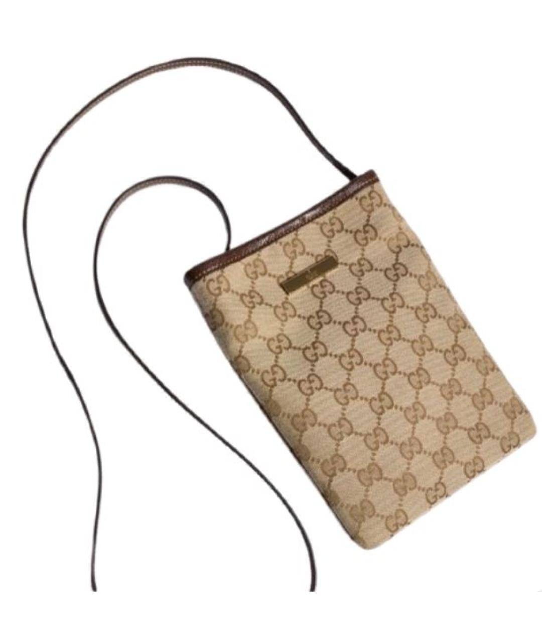 GUCCI Бежевая кожаная сумка через плечо, фото 2