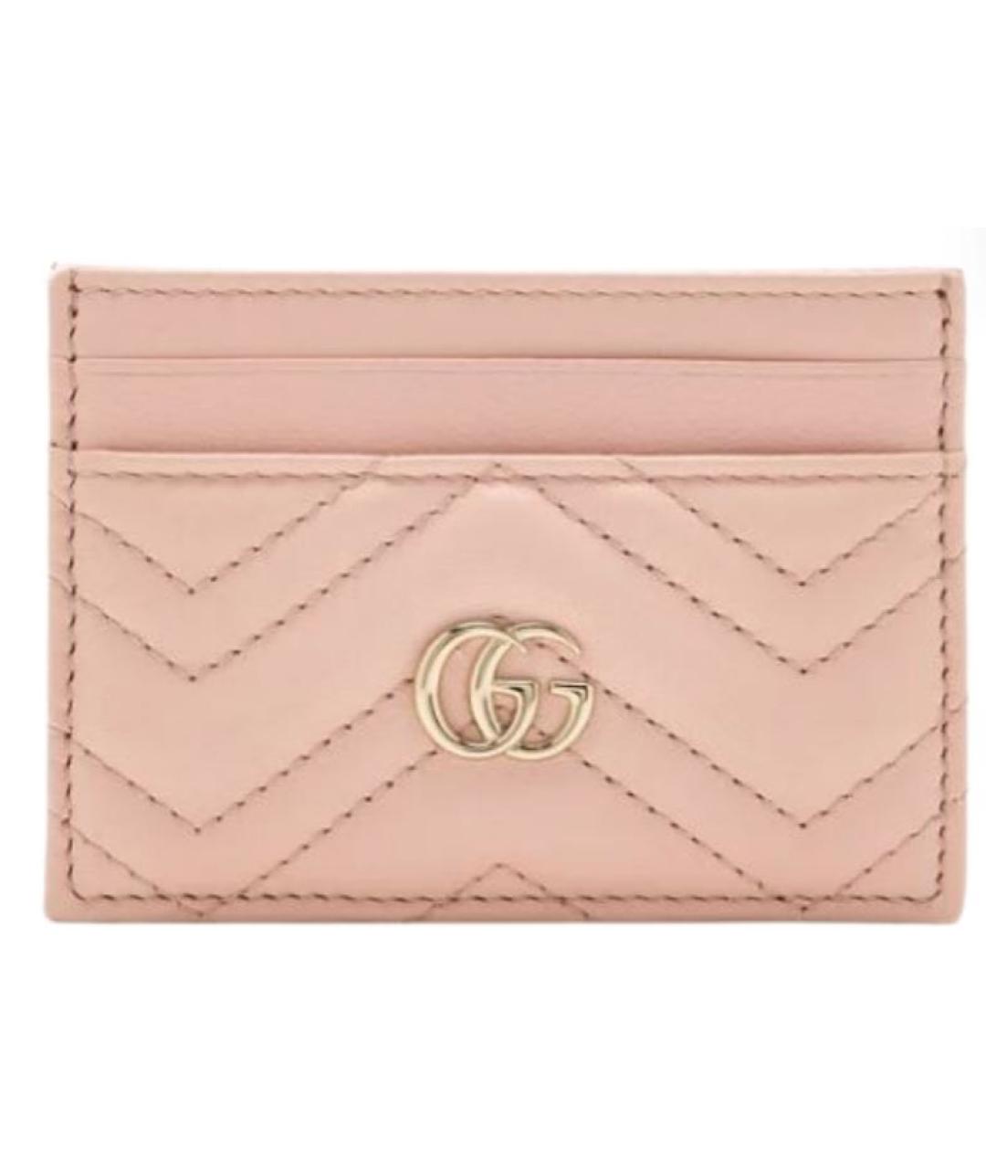 GUCCI Розовый кожаный кардхолдер, фото 1