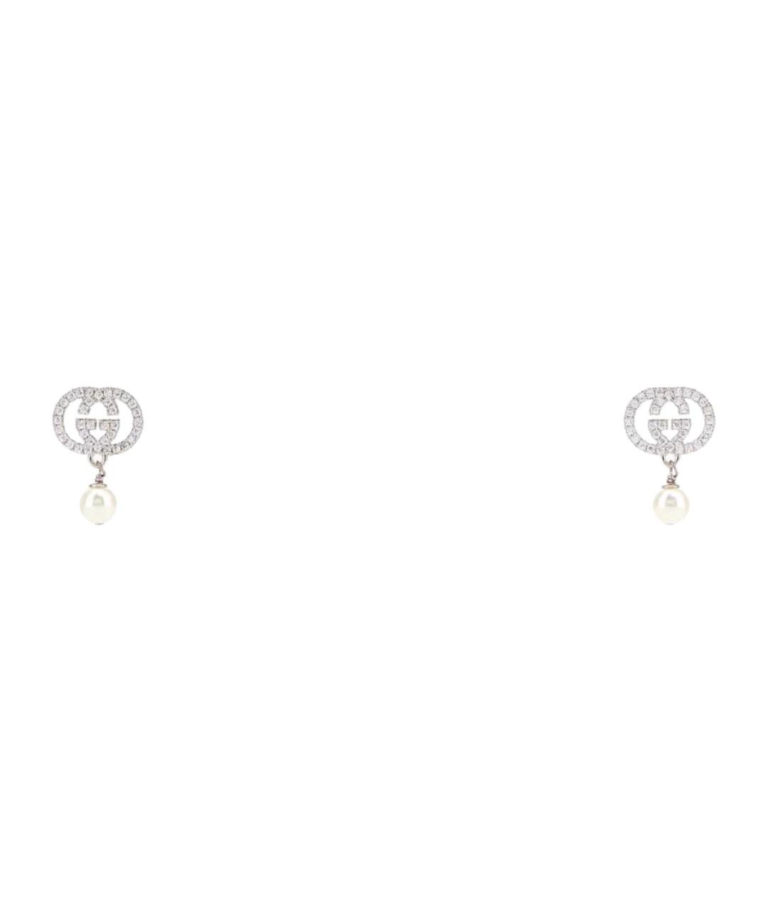 GUCCI Белые металлические серьги, фото 1