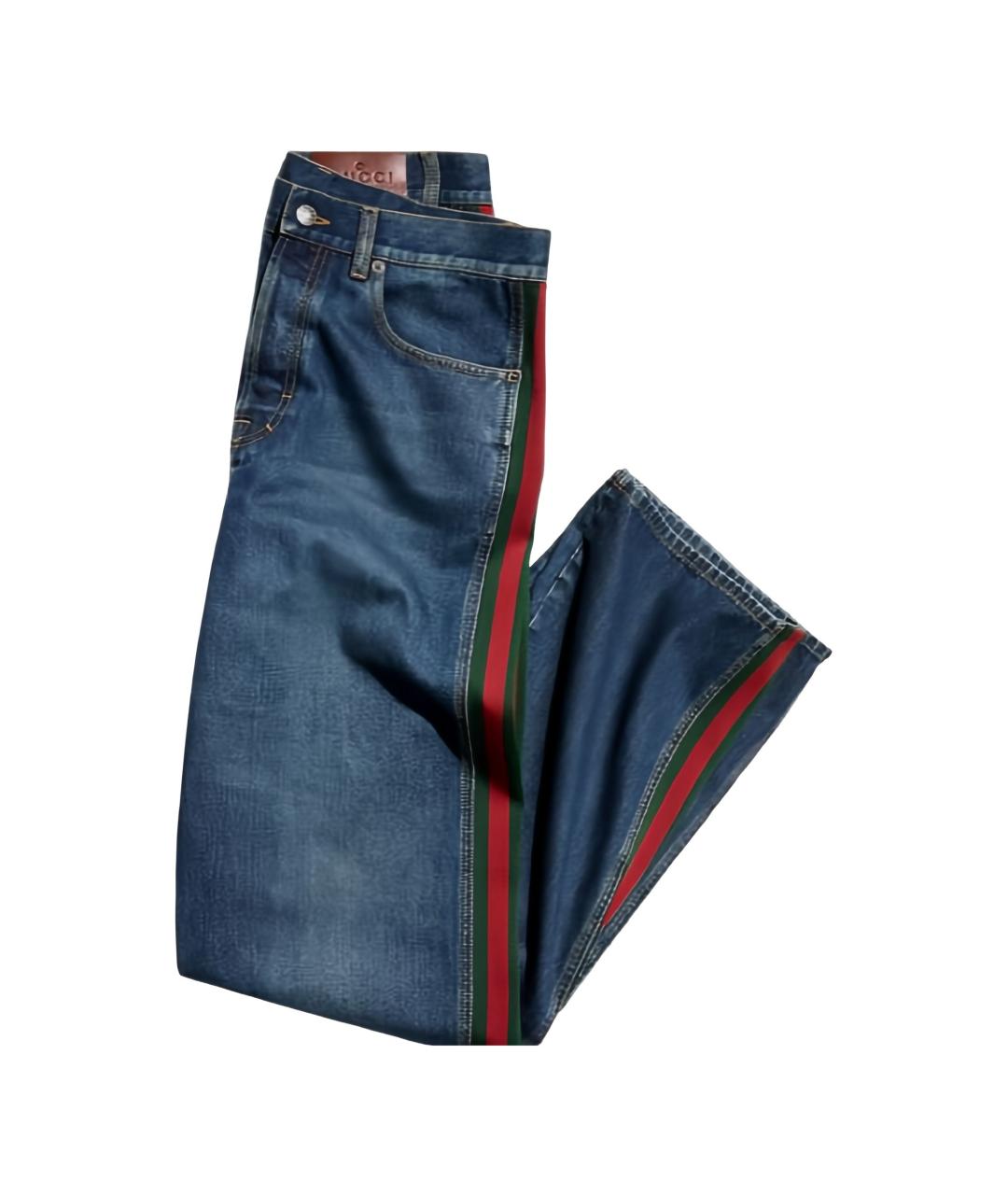 GUCCI Синие хлопковые прямые джинсы, фото 3