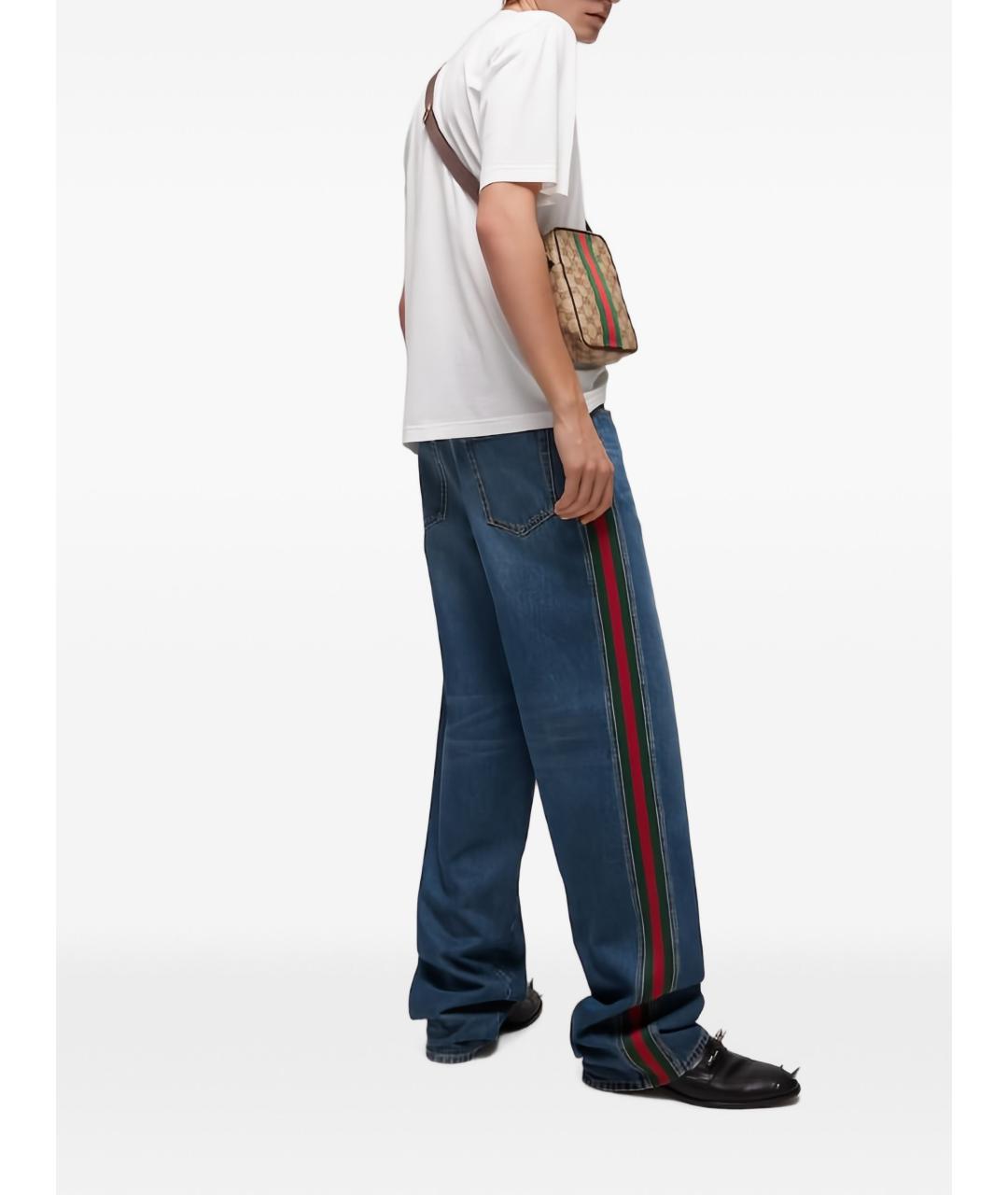 GUCCI Синие хлопковые прямые джинсы, фото 2