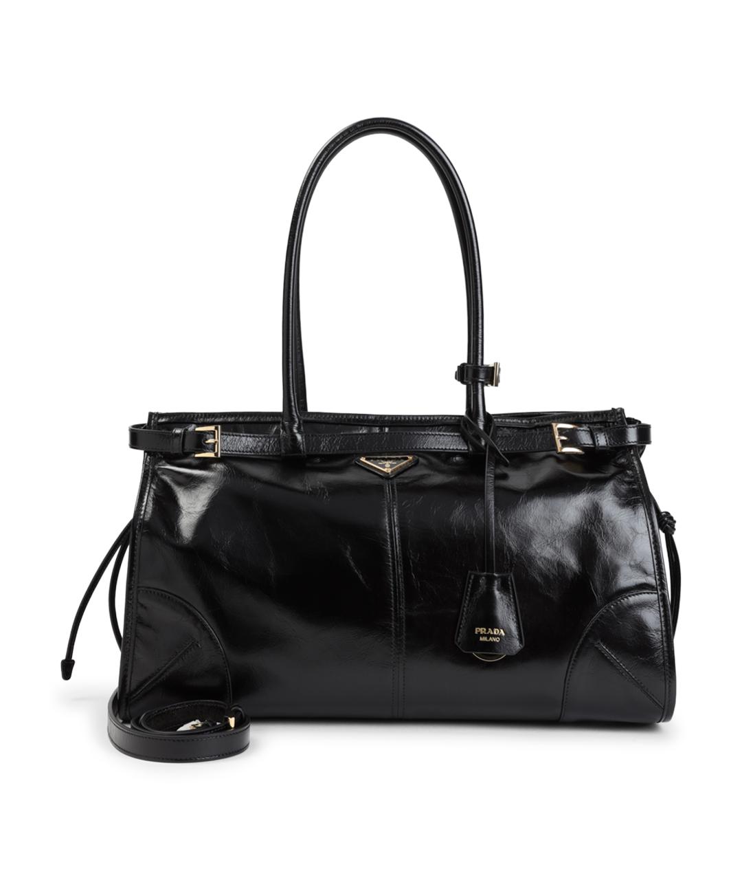 PRADA Черная кожаная сумка тоут, фото 1