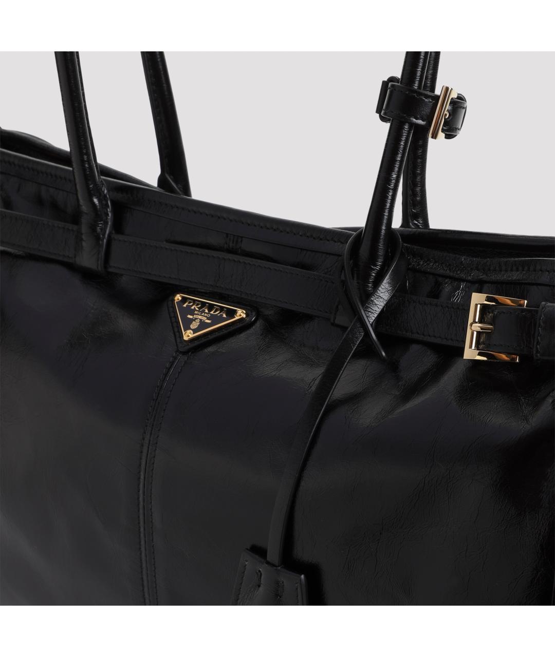 PRADA Черная кожаная сумка тоут, фото 4