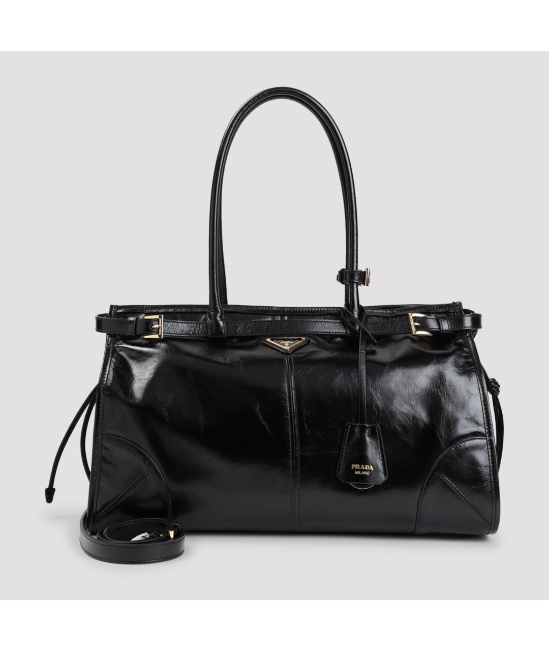 PRADA Черная кожаная сумка тоут, фото 2