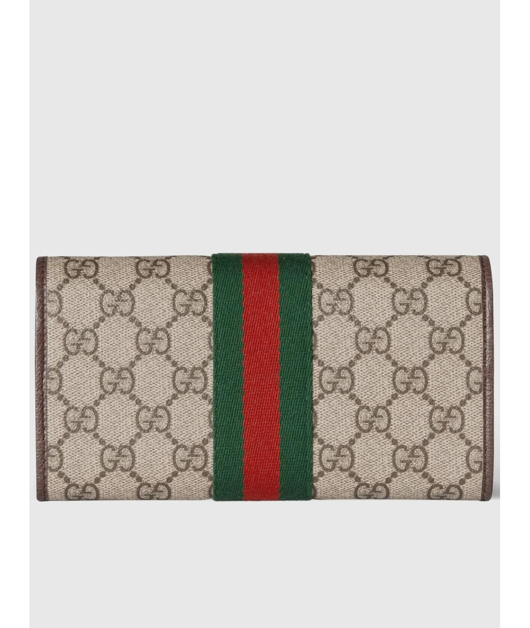 GUCCI Бежевый кожаный кошелек, фото 4