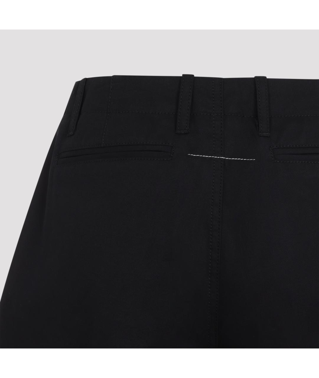 MM6 MAISON MARGIELA Черные хлопковые прямые брюки, фото 4