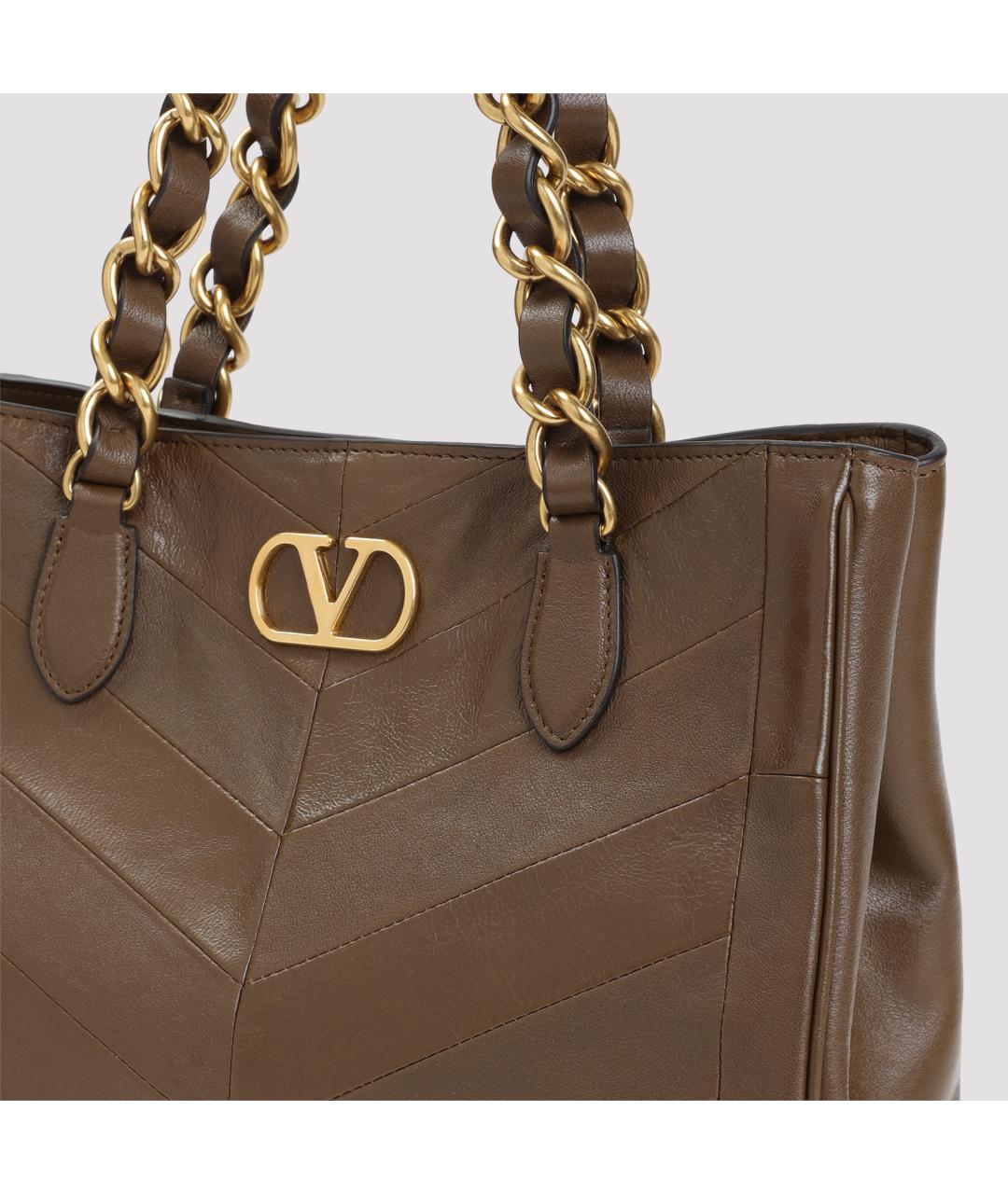 VALENTINO Коричневая кожаная сумка тоут, фото 4