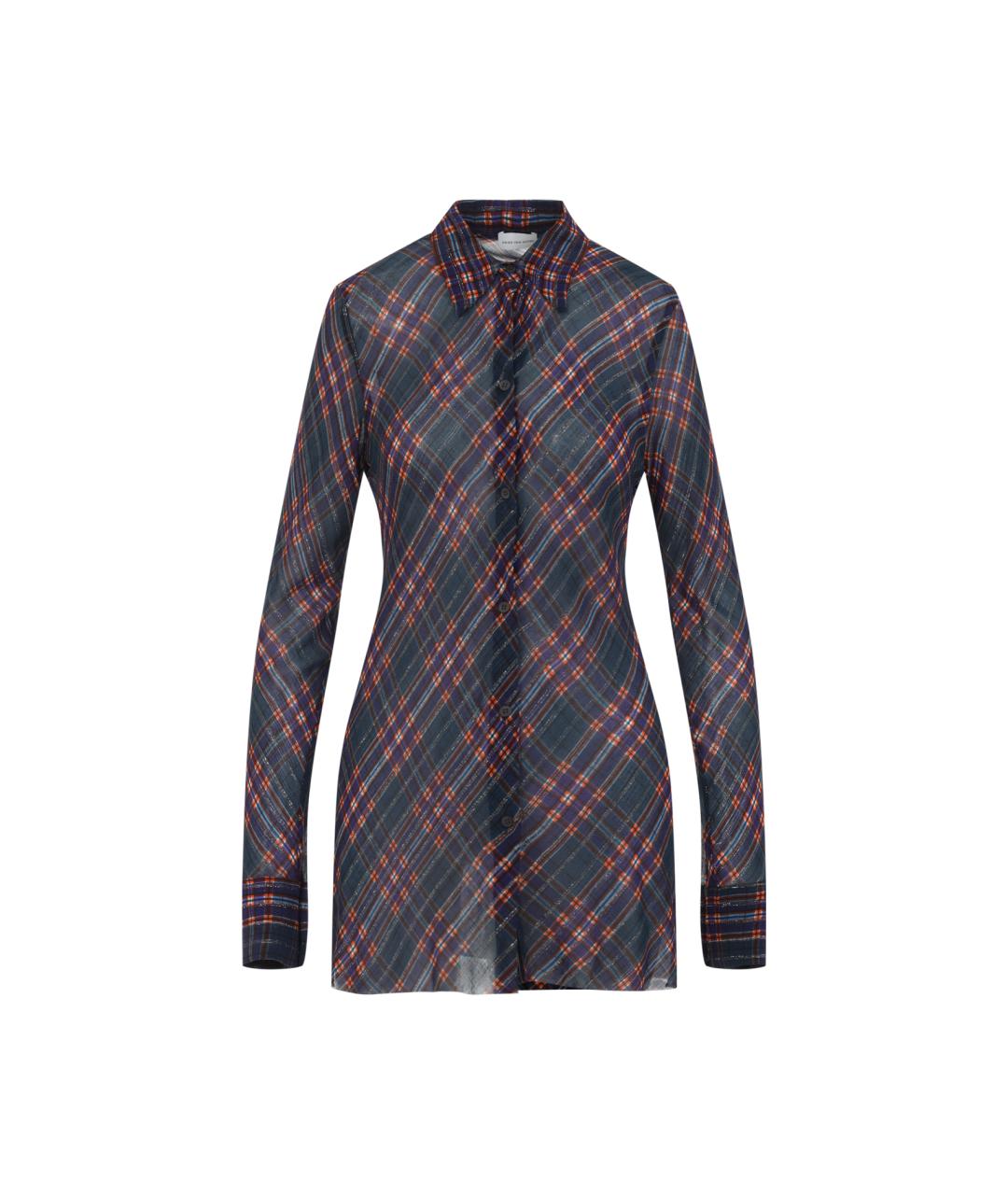DRIES VAN NOTEN Синяя шелковая рубашка, фото 1