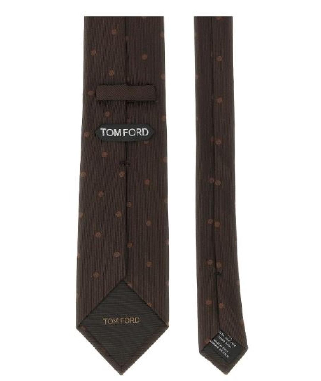 TOM FORD Коричневый шелковый галстук, фото 2