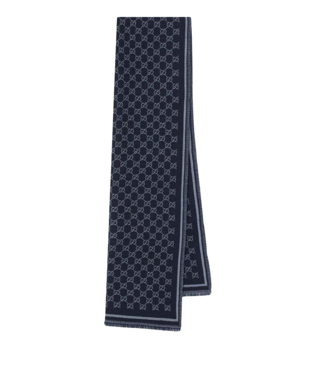 GUCCI Синий шелковый шарф, фото 1