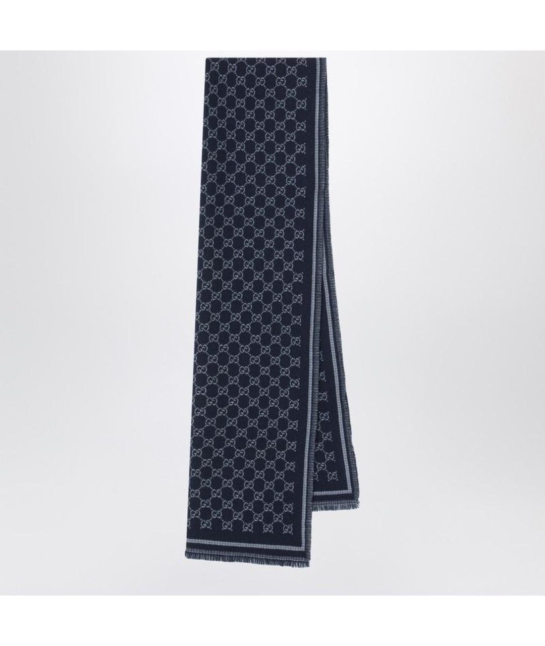 GUCCI Синий шелковый шарф, фото 4