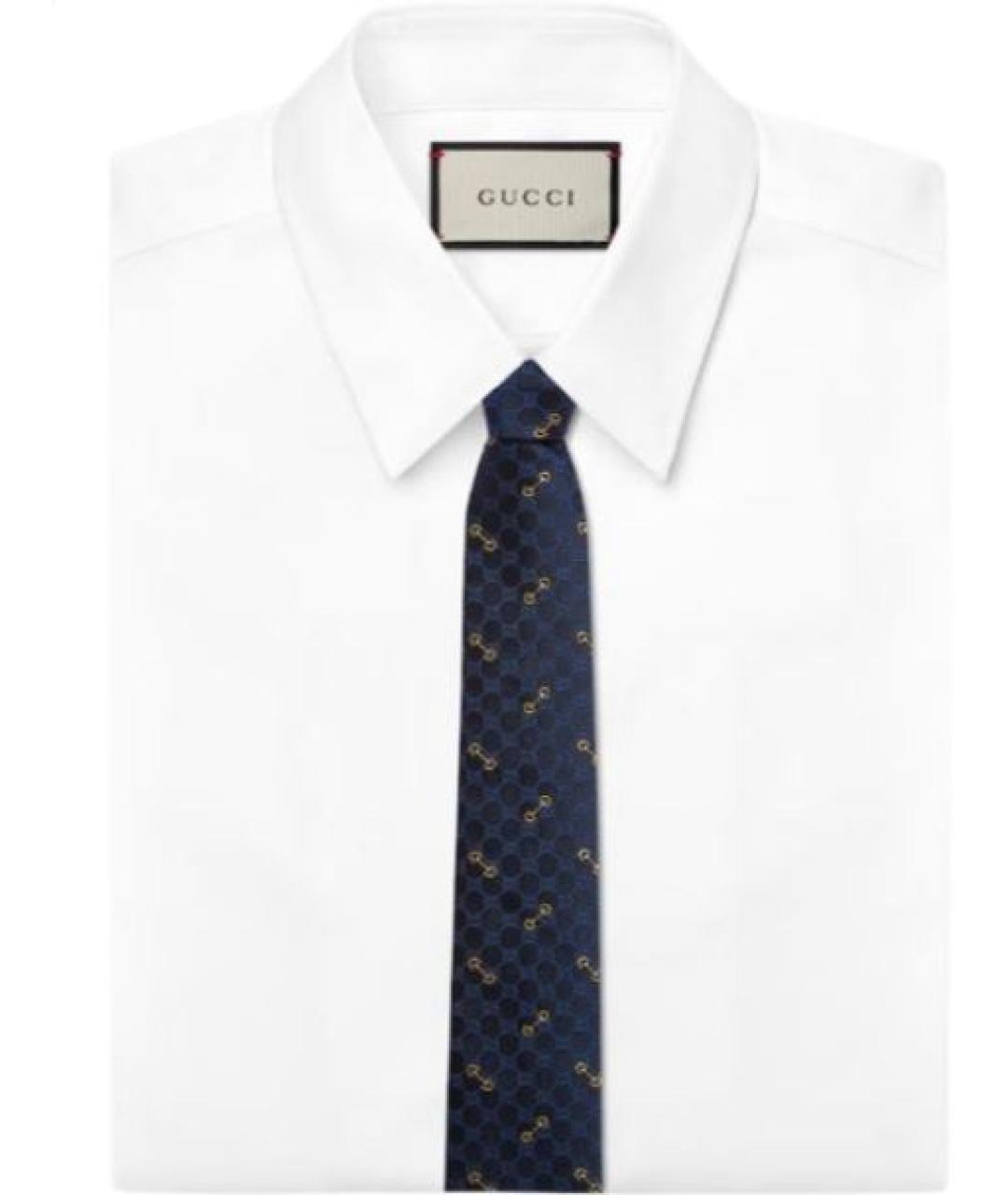 GUCCI Темно-синий шелковый галстук, фото 2