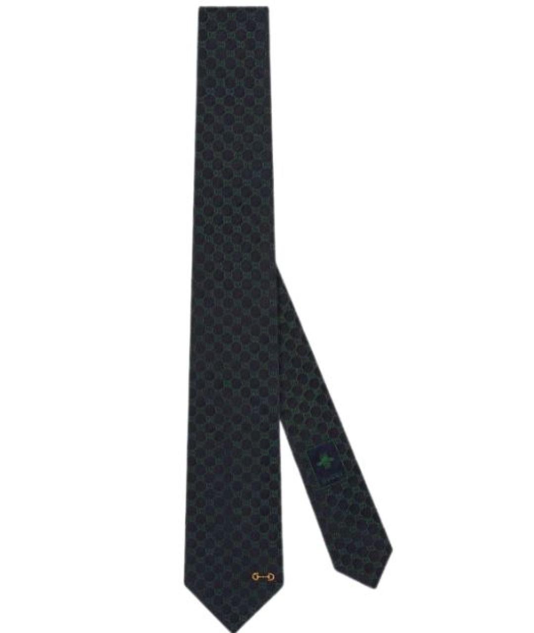 GUCCI Темно-синий шелковый галстук, фото 1