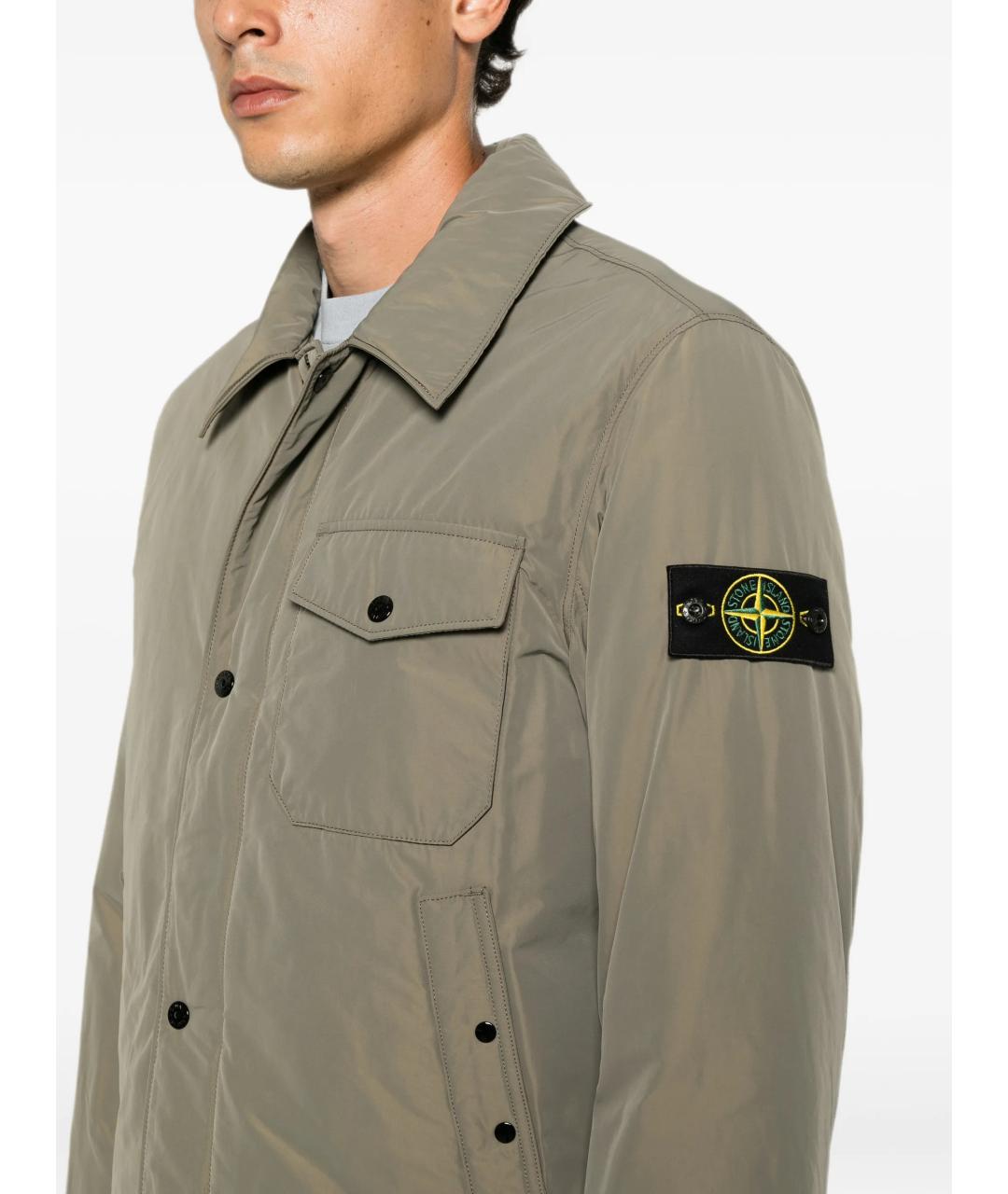 STONE ISLAND Зеленая полиэстеровая куртка, фото 5