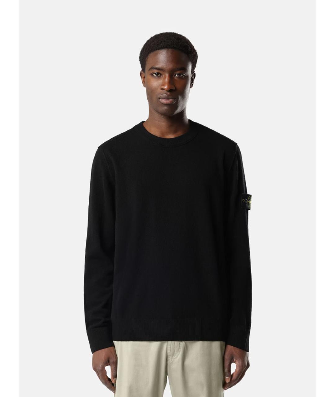 STONE ISLAND Черный шерстяной джемпер / свитер, фото 2