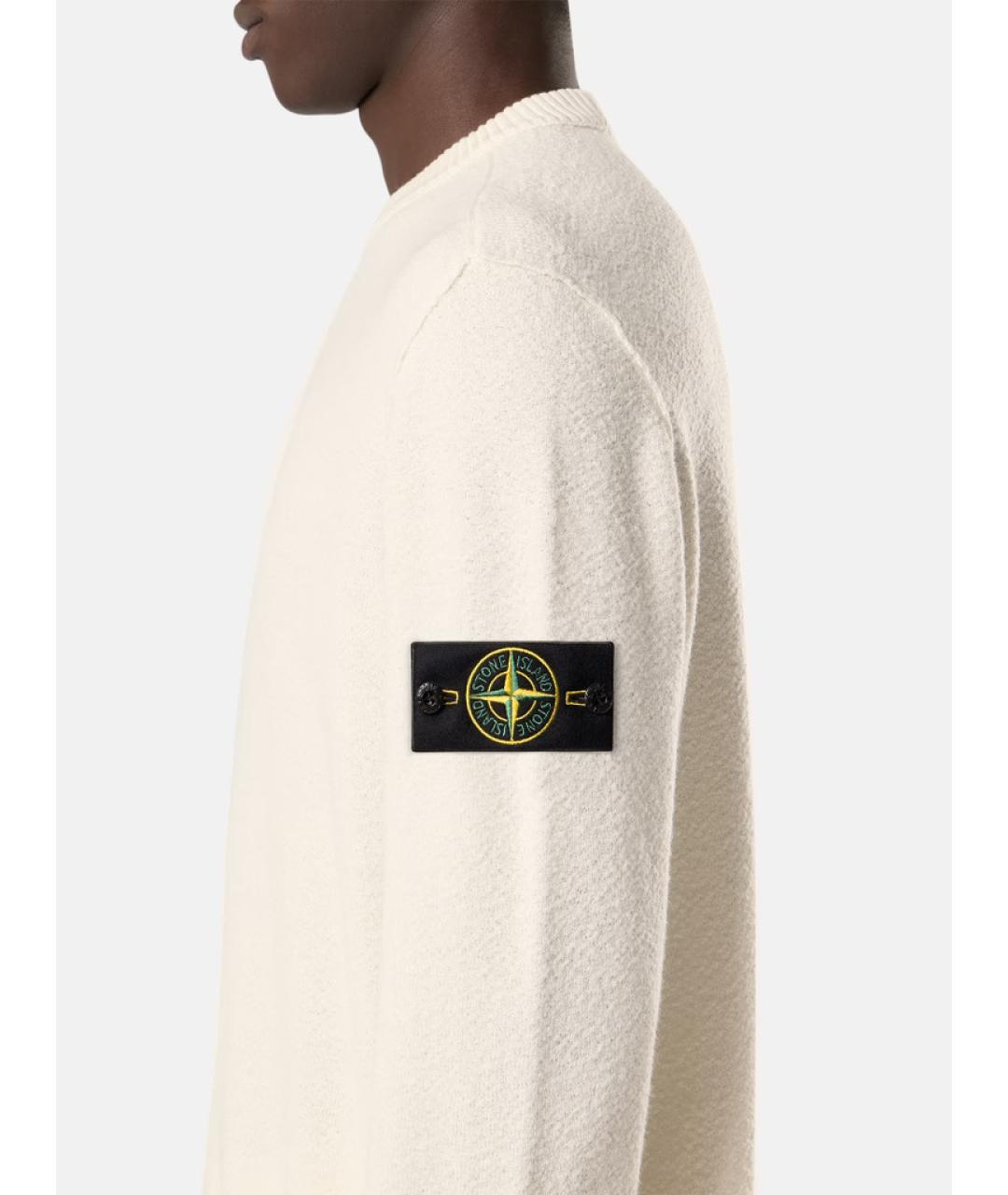 STONE ISLAND Белый шерстяной джемпер / свитер, фото 3