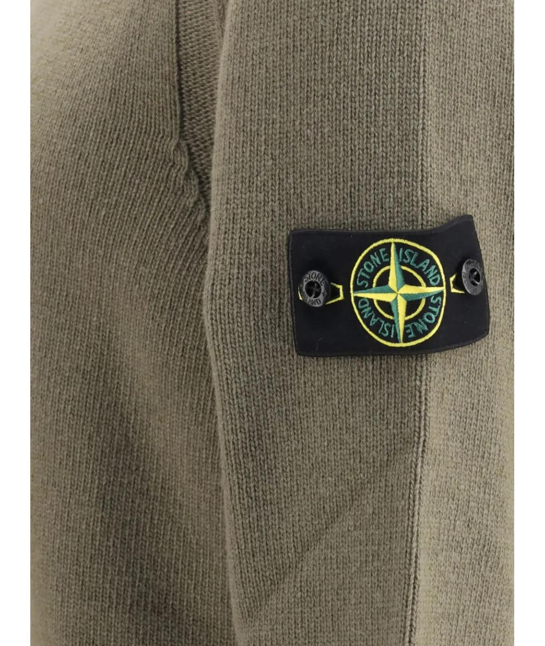 STONE ISLAND Зеленый шерстяной джемпер / свитер, фото 3