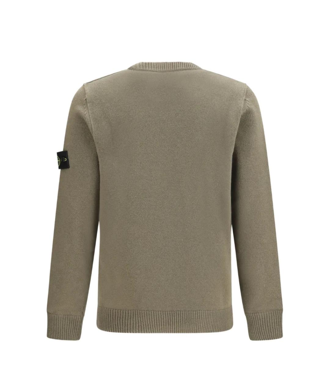 STONE ISLAND Зеленый шерстяной джемпер / свитер, фото 2