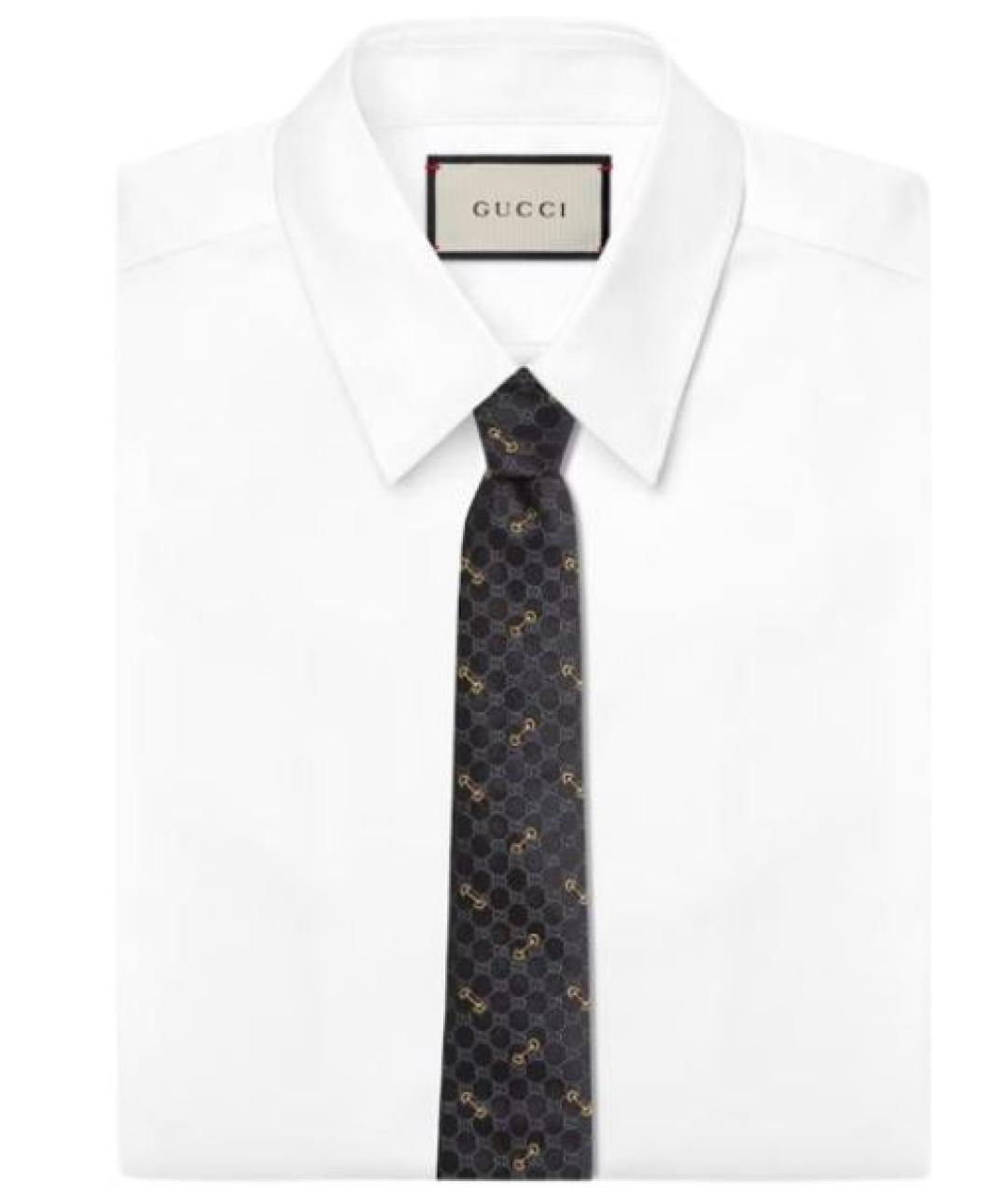 GUCCI Черный шелковый галстук, фото 2