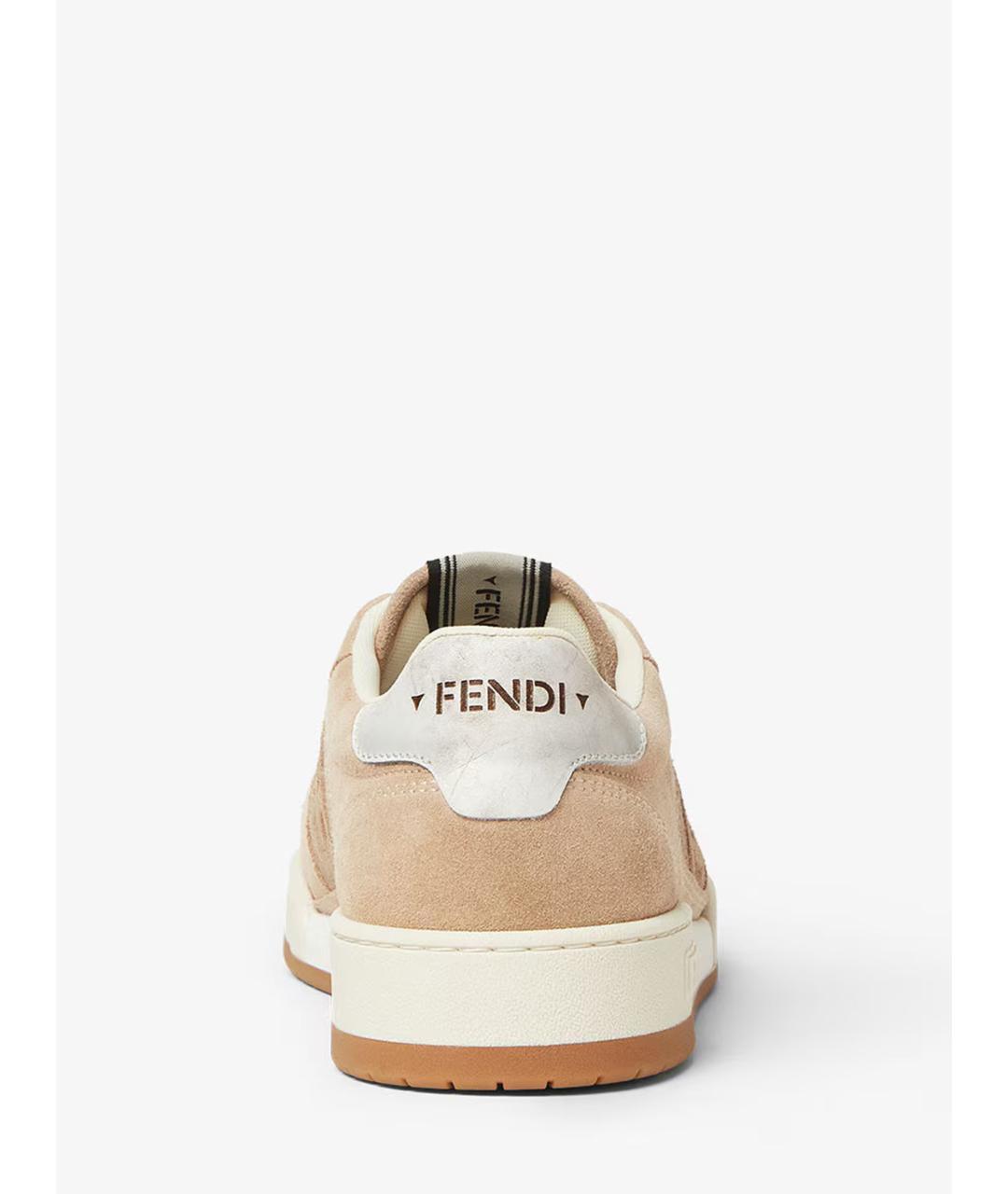 FENDI Бежевые кожаные низкие кроссовки / кеды, фото 3