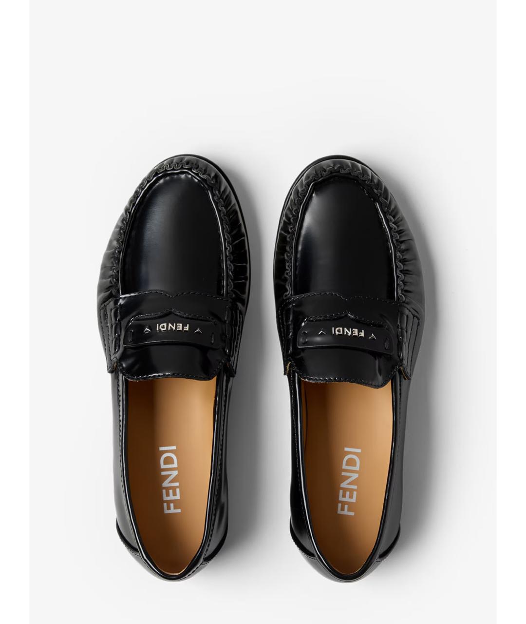 FENDI Черные кожаные лоферы, фото 4