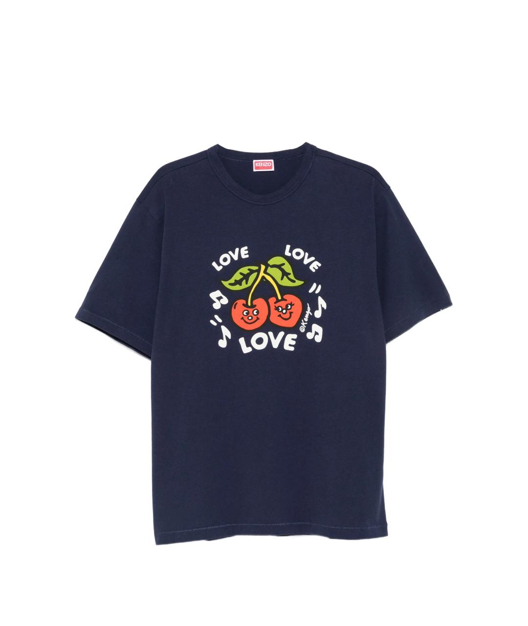 KENZO Синяя хлопковая футболка, фото 1