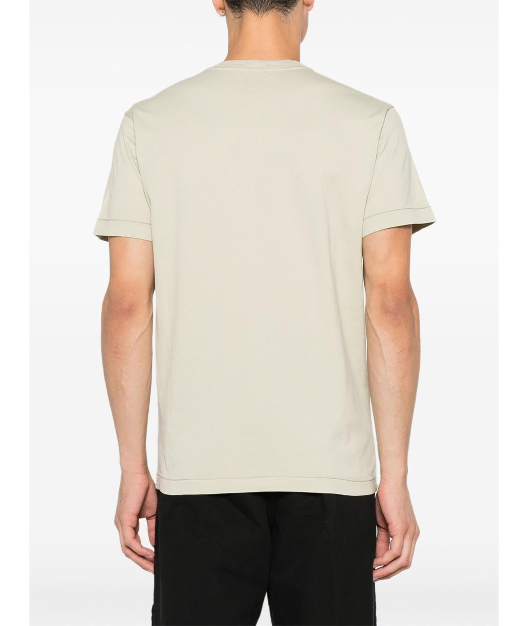 STONE ISLAND Бежевая хлопковая футболка, фото 5