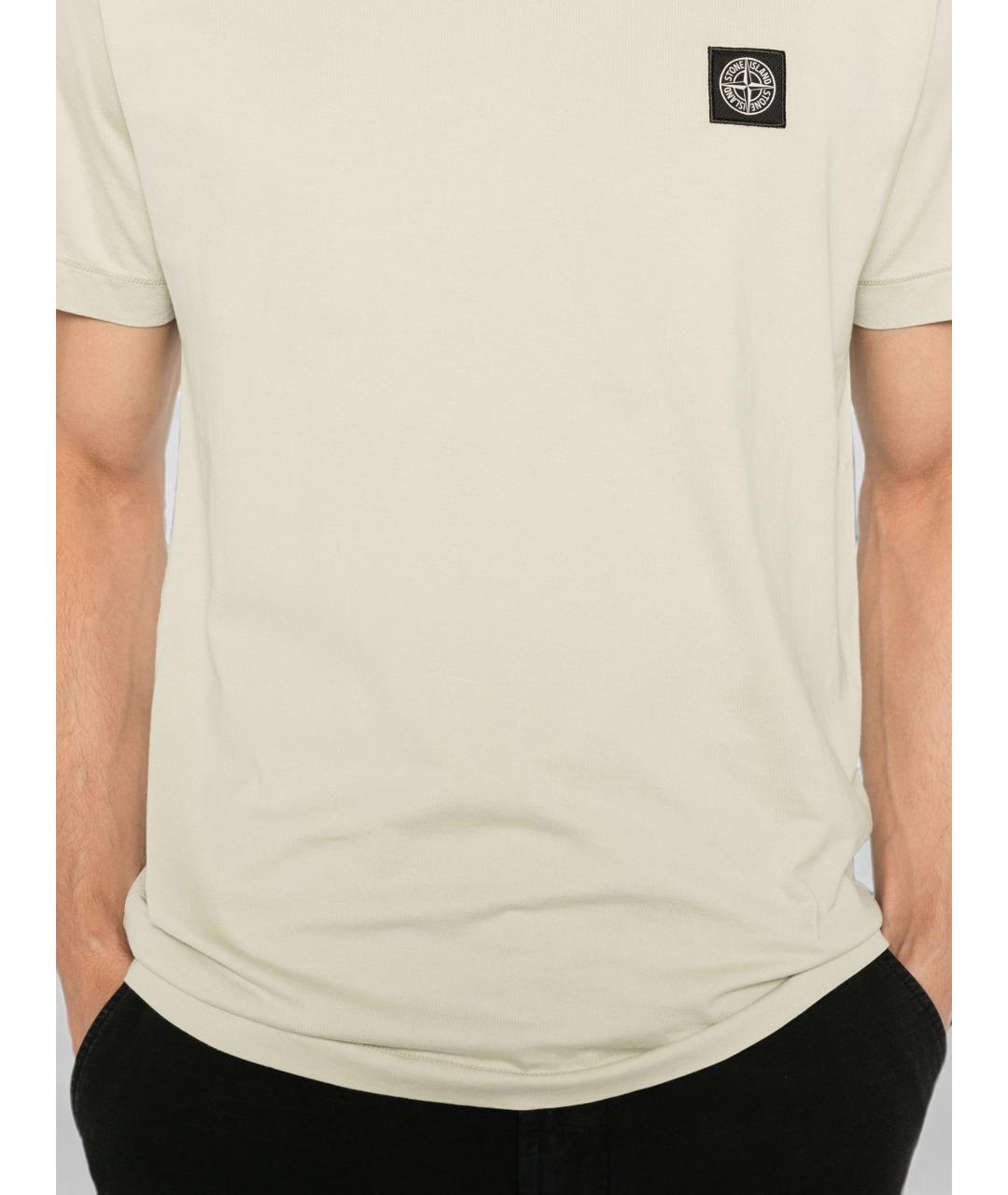 STONE ISLAND Бежевая хлопковая футболка, фото 3