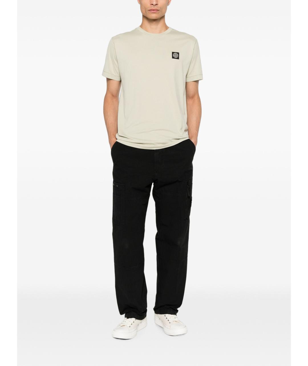 STONE ISLAND Бежевая хлопковая футболка, фото 4