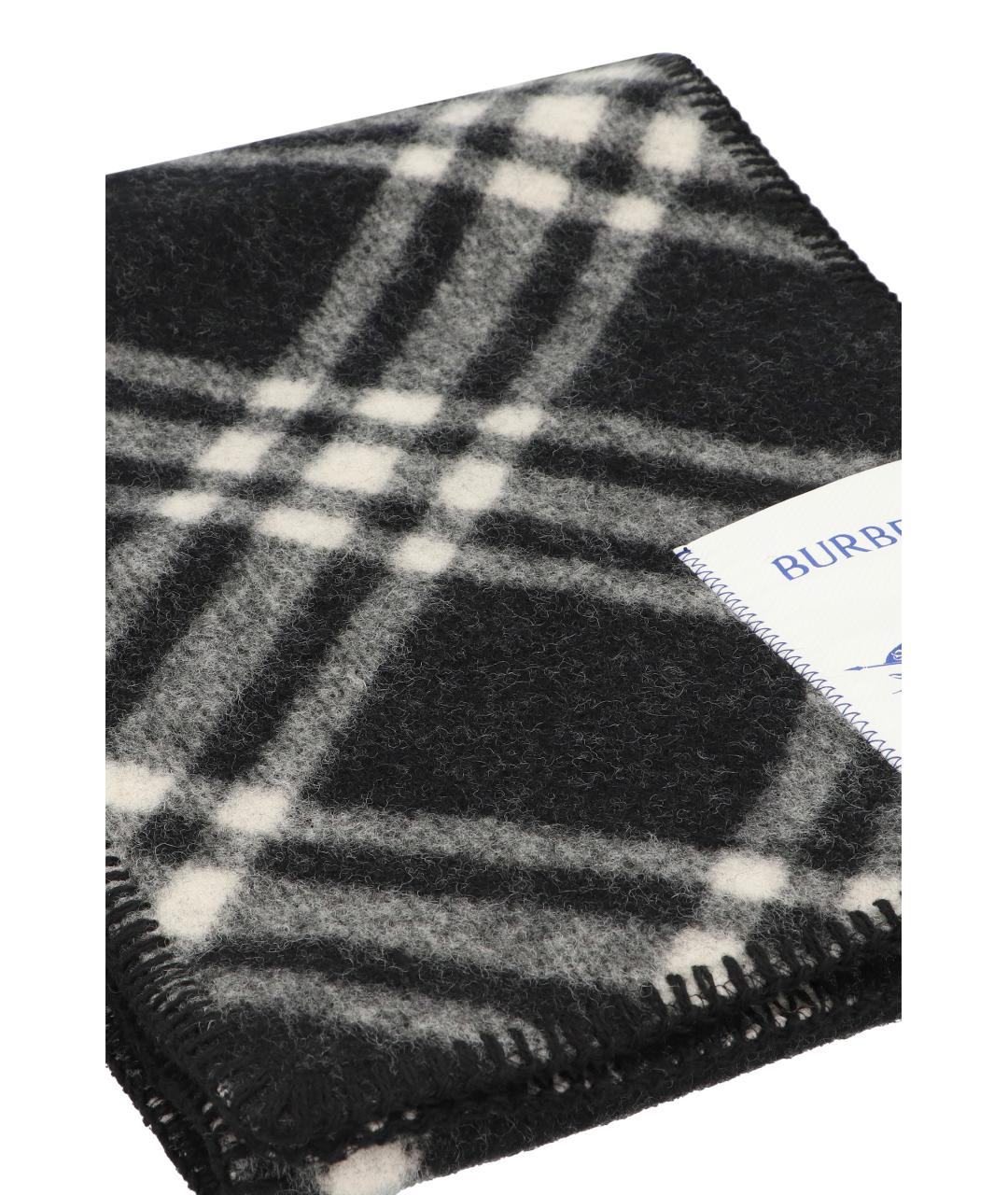 BURBERRY Черный шерстяной шарф, фото 4