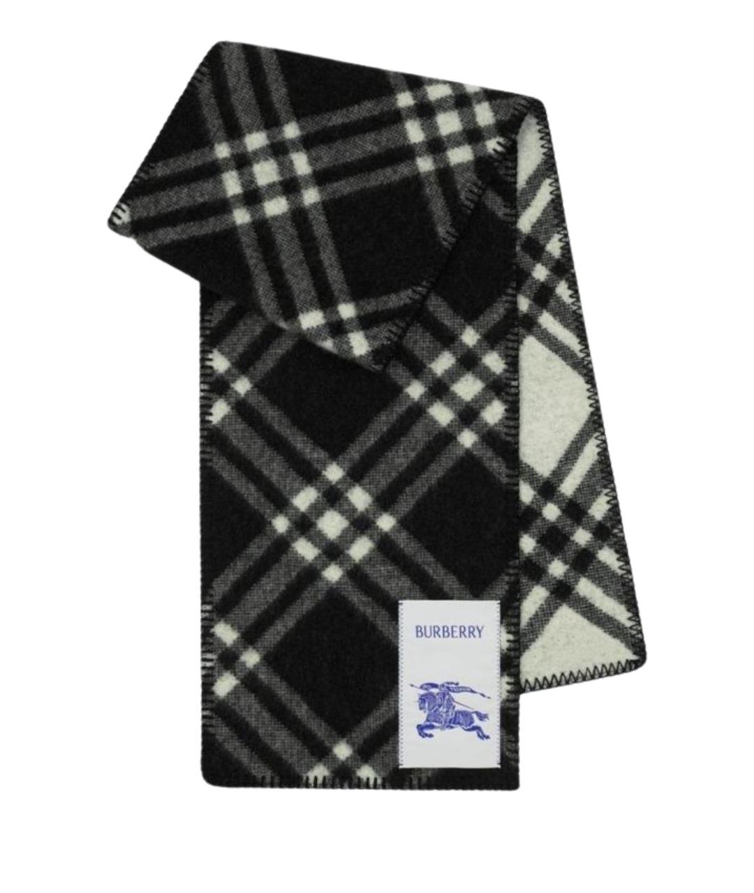 BURBERRY Черный шерстяной шарф, фото 1