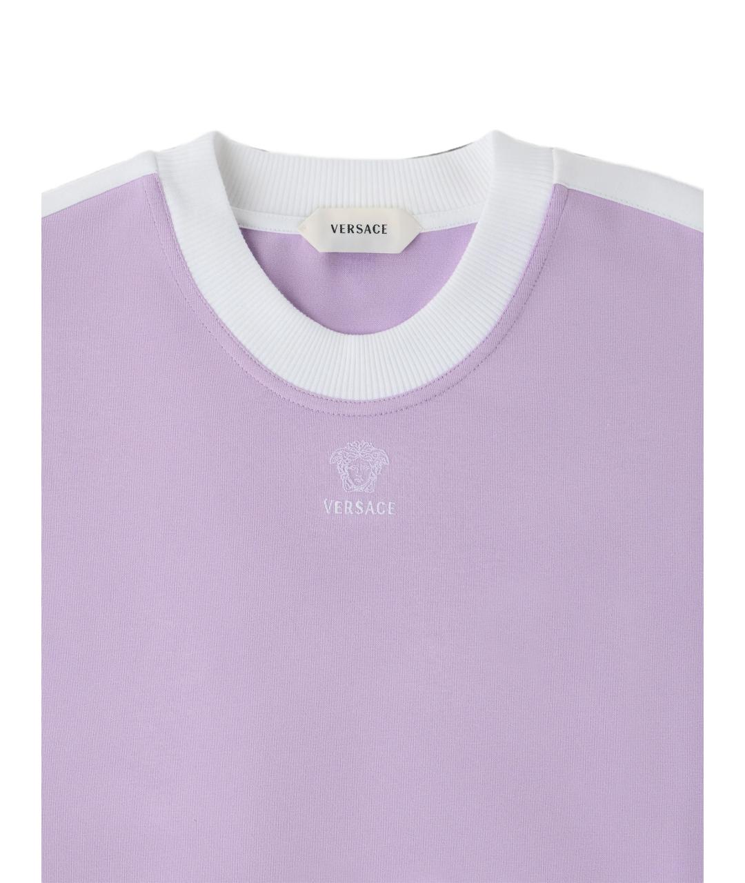 VERSACE Фиолетовая хлопковая футболка, фото 4