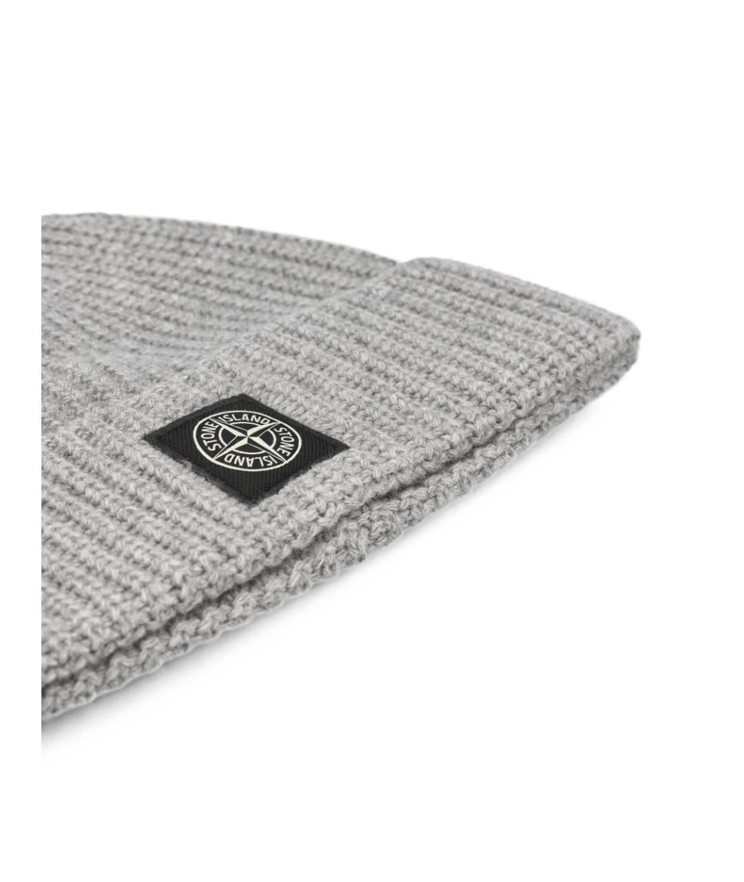 STONE ISLAND Серая шерстяная шапка, фото 2