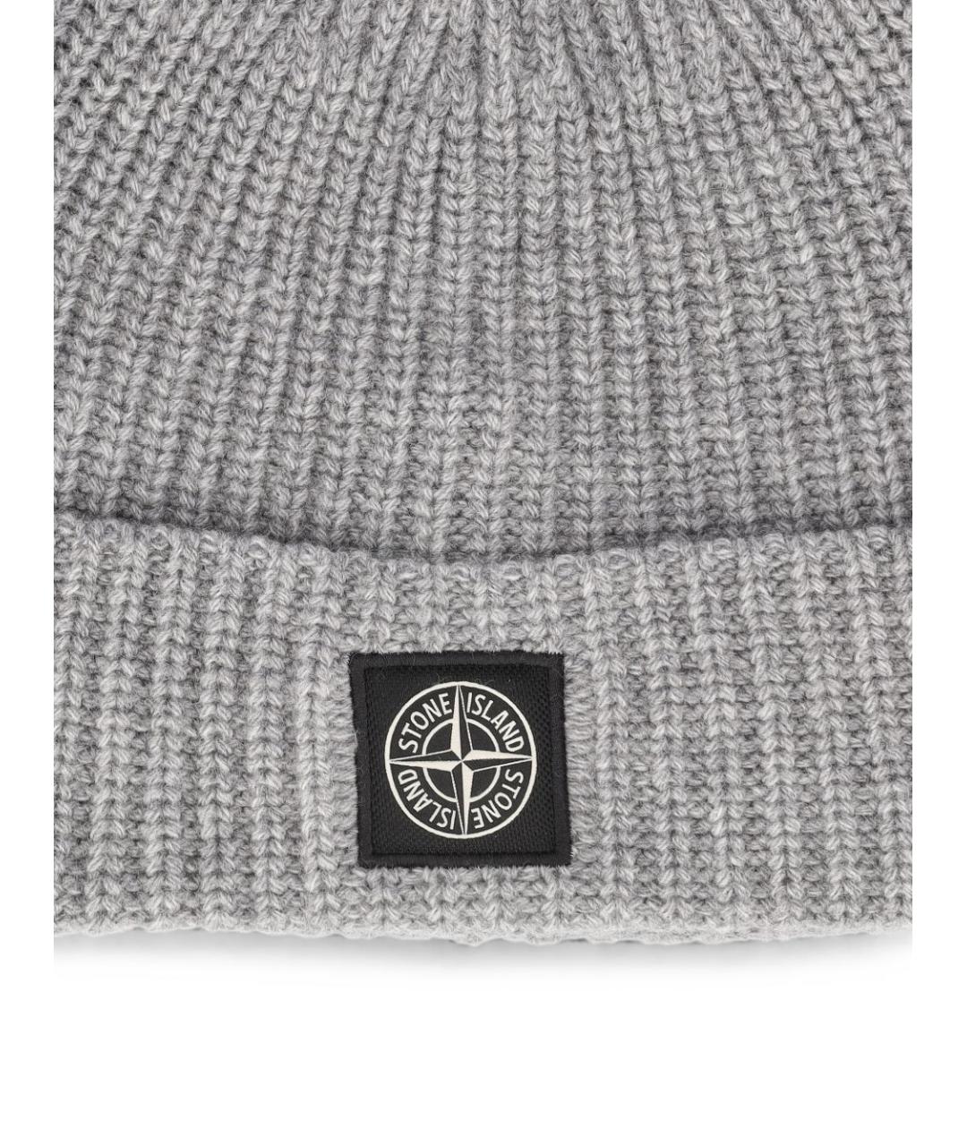 STONE ISLAND Серая шерстяная шапка, фото 4
