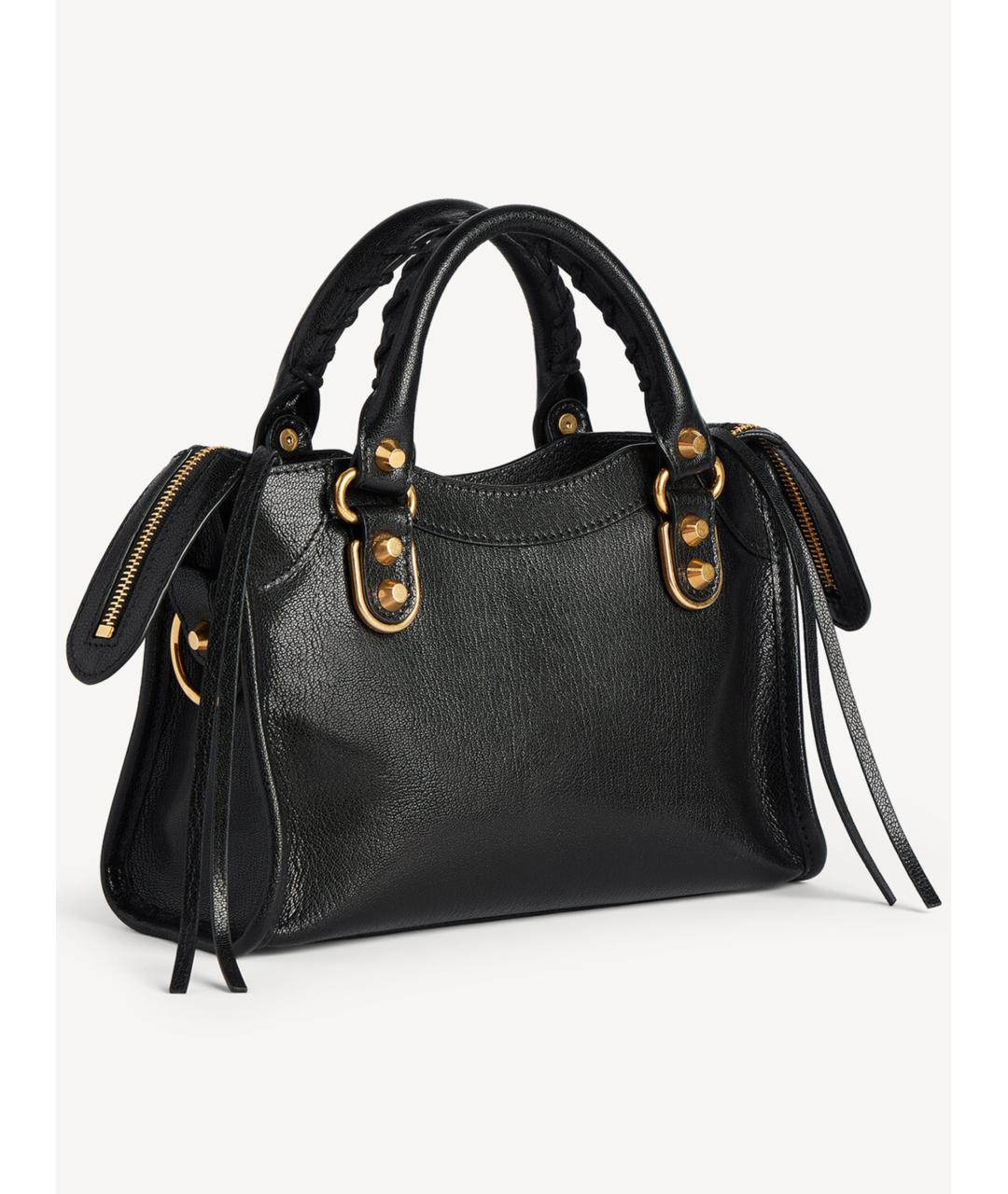 BALENCIAGA Черная кожаная сумка тоут, фото 3