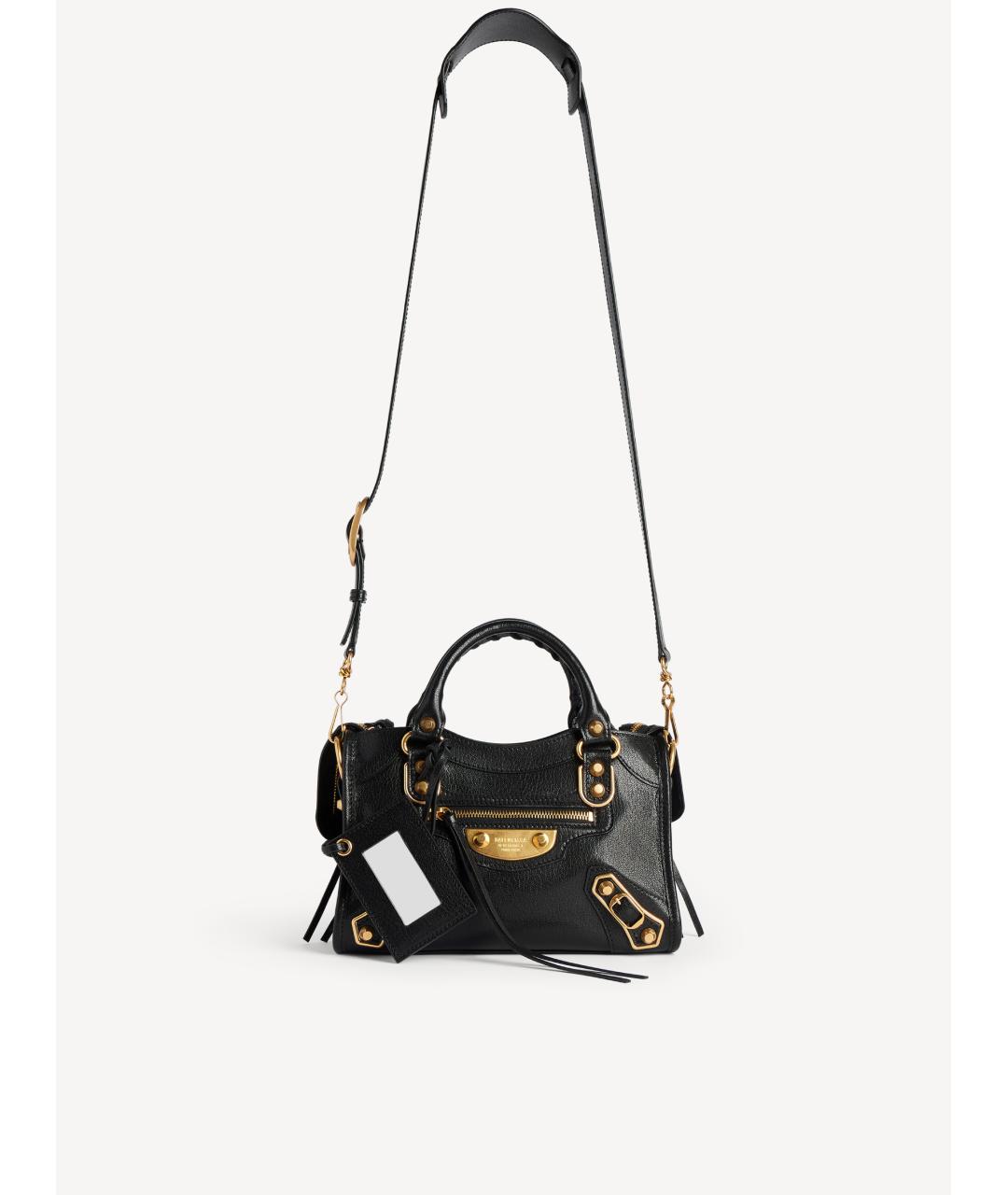 BALENCIAGA Черная кожаная сумка тоут, фото 5