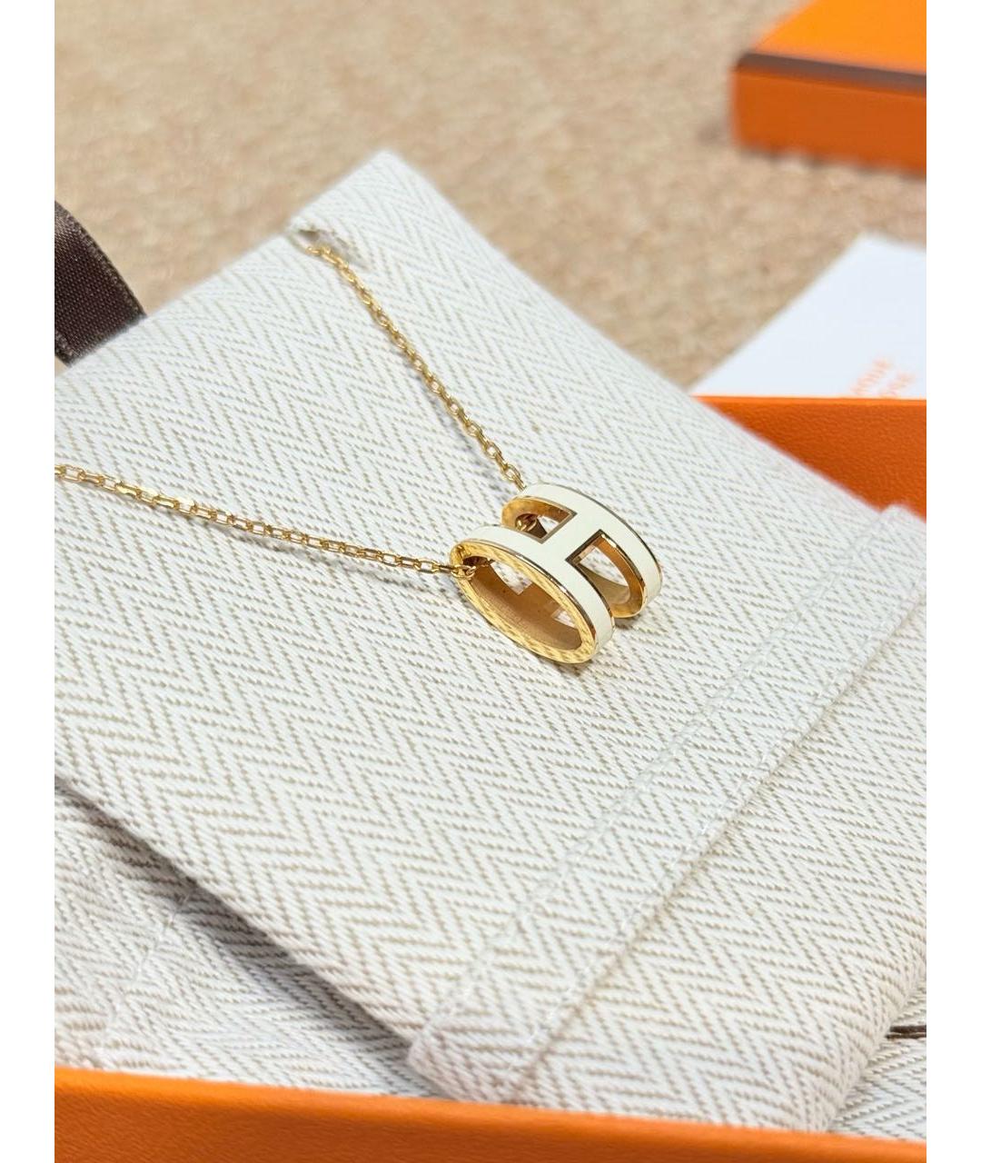 HERMES Белая металлическая подвеска, фото 2