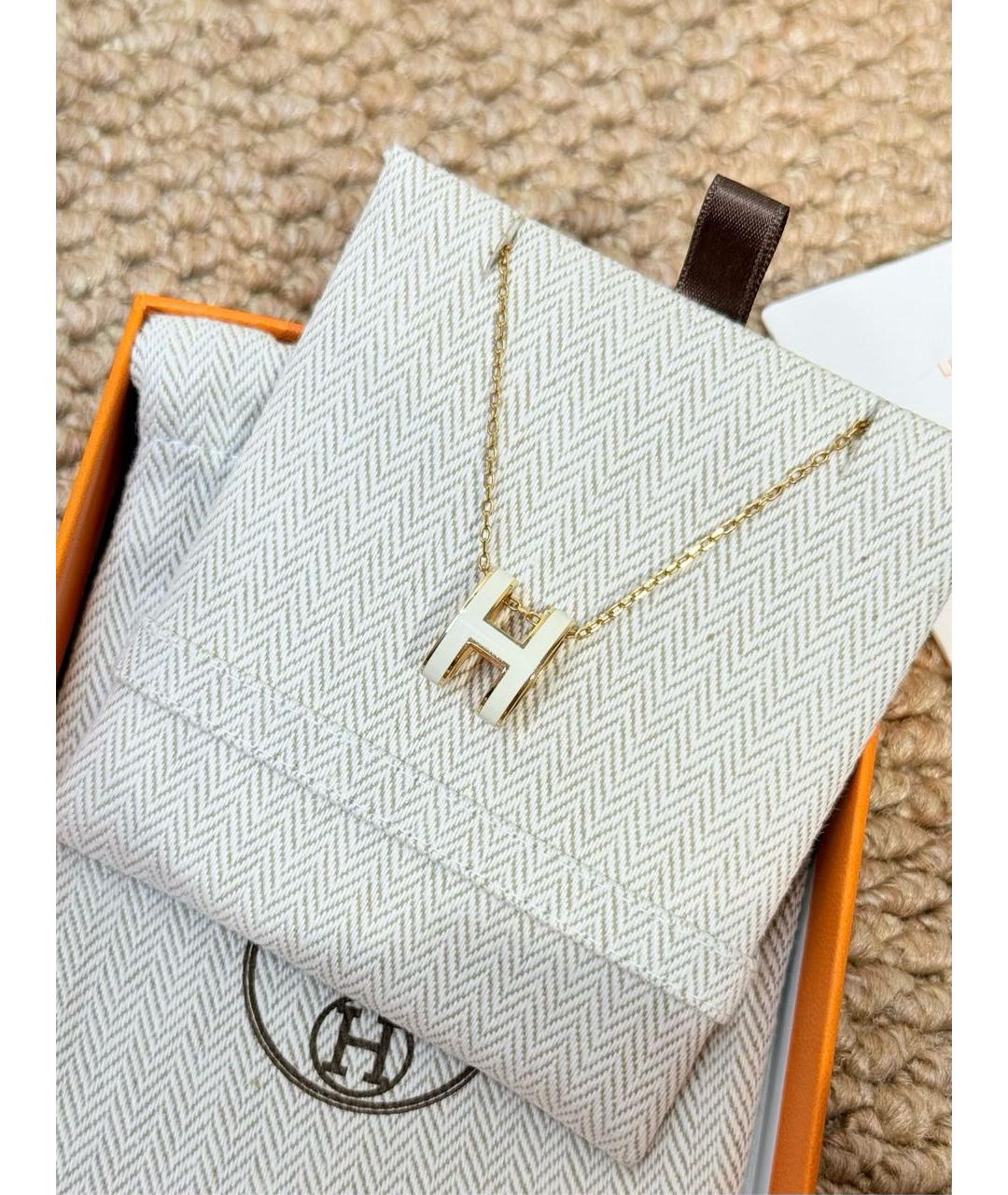 HERMES Белая металлическая подвеска, фото 4