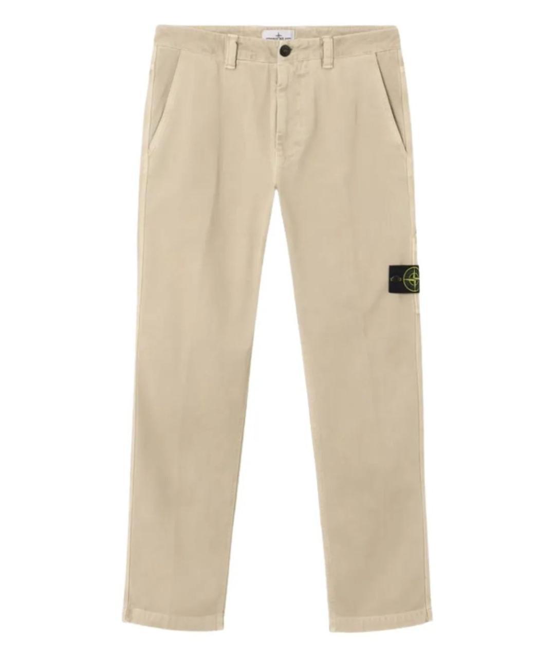 STONE ISLAND Бежевые хлопковые повседневные брюки, фото 1
