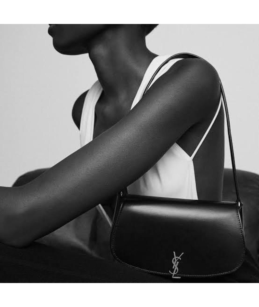 SAINT LAURENT Черная кожаная сумка через плечо, фото 2